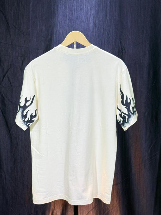 Men’s Oversized Off-White “Legendary” T-Shirt with Flame Print | Streetwear Graphic Tee